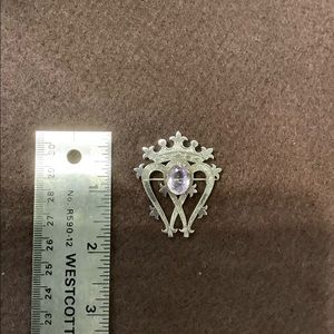 Sterling Silver Amethyst Celtic Claddagh Brooch